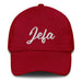 Jefa Embroidered Dad Hat | Boss Lady, Leadership, Power, Confidence, Queen | J5 Mexicada Cranberry
