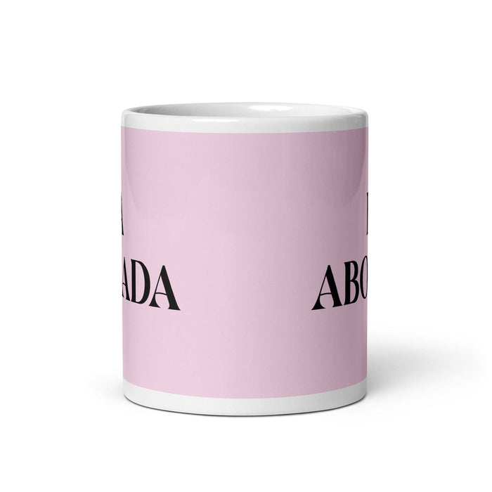 La Abogada The Lawyer Funny Home Office Work Coffee Mug Mexican Spanish Pride Gift White Glossy Cup Light Pink Card Mug Mexicada