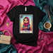 LA AFGANA Loteria Card T-Shirt, Afghan Girl Illustration Tee, Traditional Game Inspired Design, Number 13 Mexican Bingo Culture Shirt, Unisex Graphic Apparel Mexicada