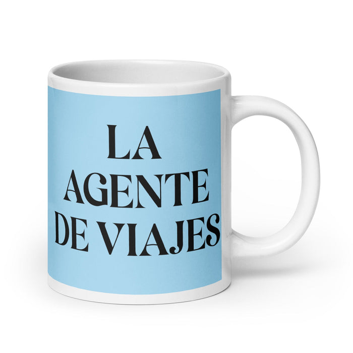 La Agente De Viajes The Travel Agent Funny Home Office Work Coffee Mug Mexican Spanish Pride Gift White Glossy Cup Sky Blue Card Mug Mexicada 20 oz