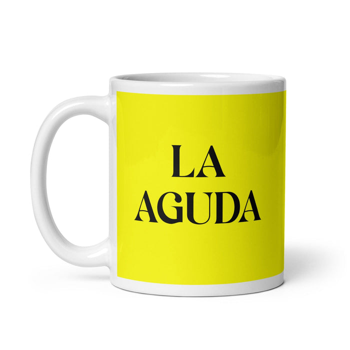 La Aguda The Sharp One Funny Home Office Work Coffee Mug Mexican Spanish Pride Gift White Glossy Cup Yellow Card Mug Mexicada