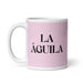 La Águila The Eagle Funny Home Office Work Coffee Mug Mexican Spanish Pride Gift White Glossy Cup Light Pink Card Mug Mexicada