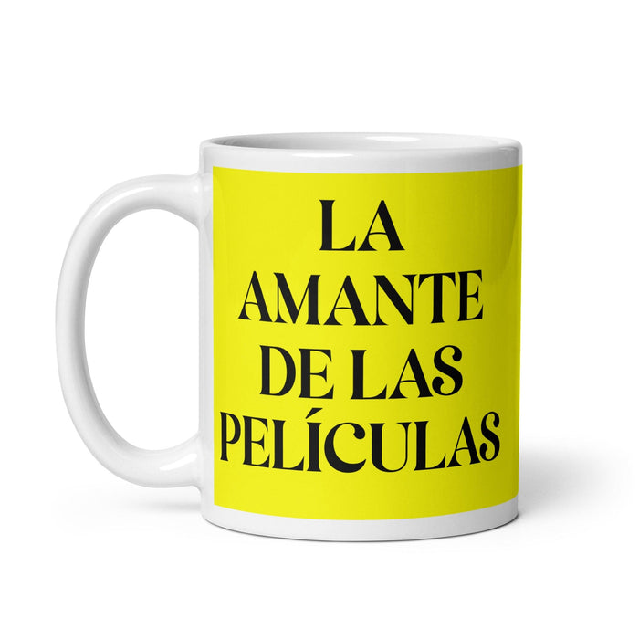 La Amante De Las Películas The Movie Lover Funny Home Office Work Coffee Mug Mexican Spanish Pride Gift White Glossy Cup Yellow Card Mug copy Mexicada