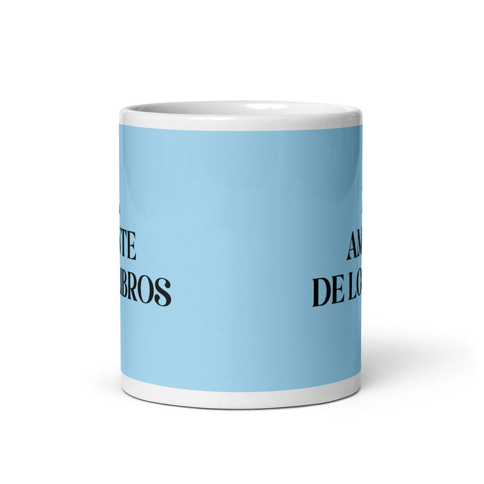 La Amante De Los Libros The Book Lover Funny Home Office Work Coffee Mug Mexican Spanish Pride Gift White Glossy Cup Sky Blue Card Mug Mexicada