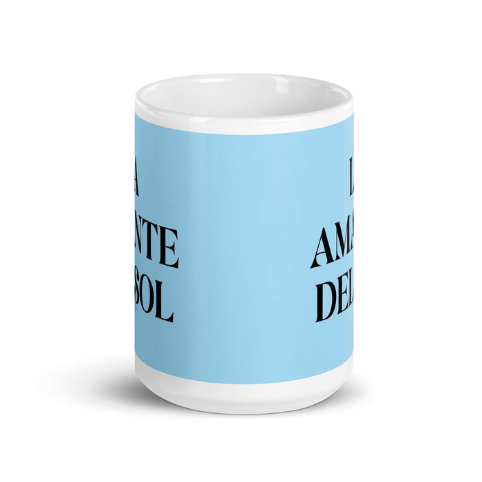 La Amante Del Sol The Sun Lover Funny Home Office Work Coffee Mug Mexican Spanish Pride Gift White Glossy Cup Sky Blue Card Mug Mexicada