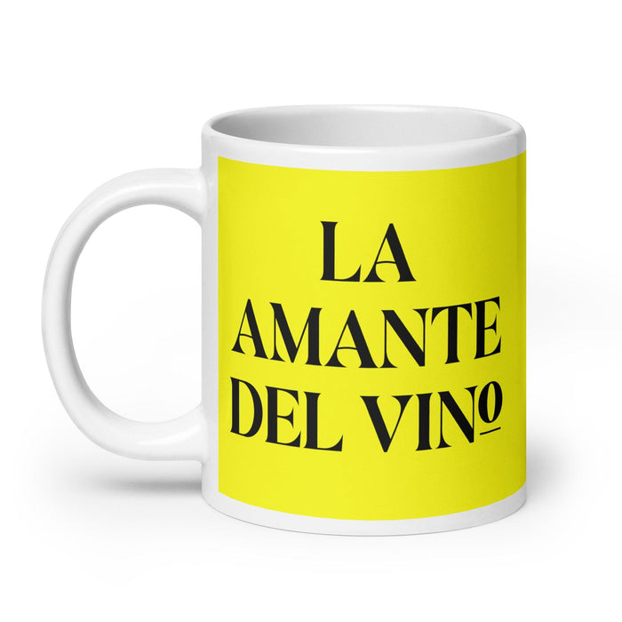 La Amante Del Vino The Wine Lover Funny Home Office Work Coffee Mug Mexican Spanish Pride Gift White Glossy Cup Yellow Card Mug Mexicada