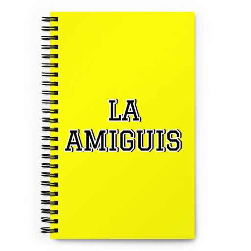 La Amiguis The Bestie | Yellow Spiral Notebook, 140 Dotted Sheets | Funny Gift Idea Home Office Work | Mexican Spanish Pride Gift Mexicada