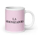 La Armonizadora The Harmonizer Funny Home Office Work Coffee Mug Mexican Spanish Pride Gift White Glossy Cup Light Pink Card Mug Mexicada 20 oz