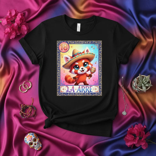 LA ARRE Cute Red Panda Loteria Card T-Shirt, Mexican Fiesta Maraca Sombrero Tee, Funny Birthday Gift Shirt for Men Women Mexicada