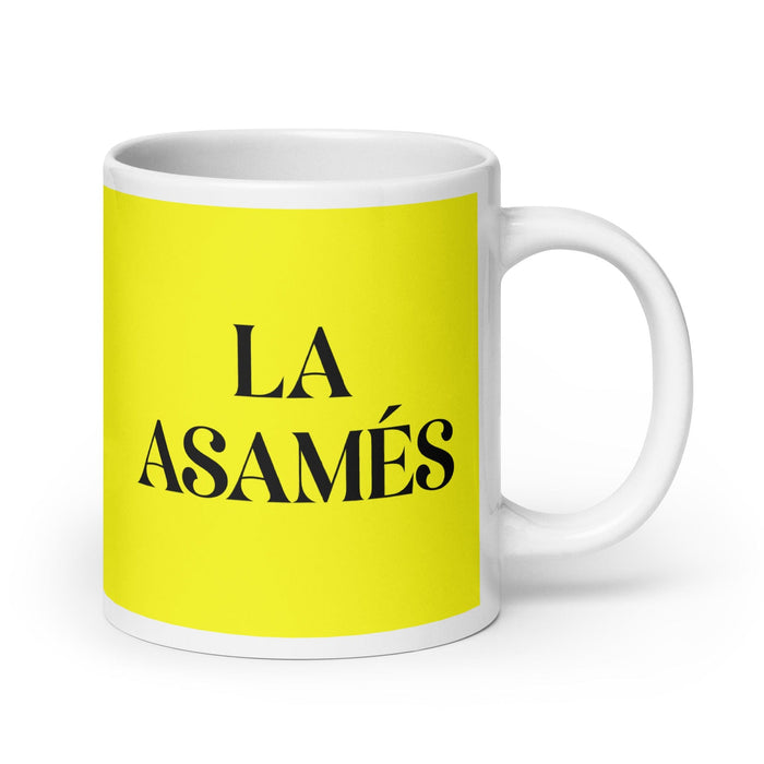 La Asamés The Assamese Funny Home Office Work Coffee Mug Mexican Spanish Pride Gift White Glossy Cup Yellow Card Mug Mexicada 20 oz