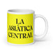 La Asiática Central The Central Asian Funny Home Office Work Coffee Mug Mexican Spanish Pride Gift White Glossy Cup Yellow Card Mug Mexicada 20 oz