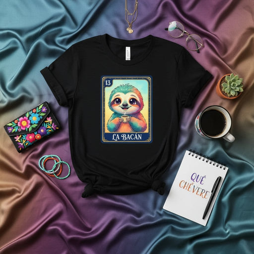 LA BACÁN Sloth Coffee Lotería Card 13 Unisex T-Shirt Cute Funny Mexican Bingo Game Tee Gift Idea for Women and Men Mexicada