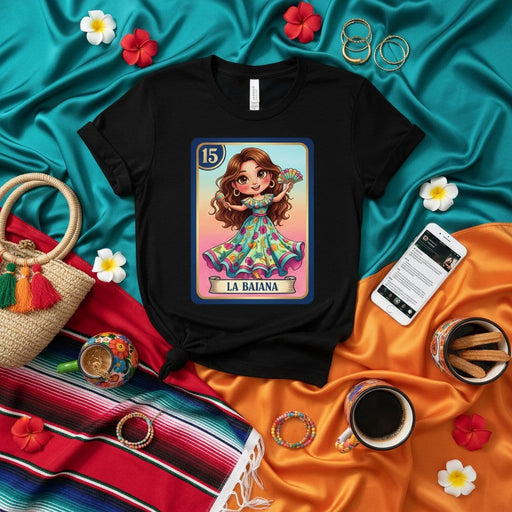 LA BAIANA Loteria Card T-Shirt Cute Brazilian Woman Merch Tee Gift for Latina Culture Enthusiasts Hispanic Heritage Festival Outfit Unique Graphic Design Unisex Shirt Mexicada