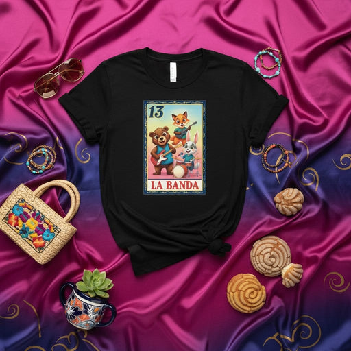 LA BANDA Loteria Card Shirt, Number 13 Mexican Bingo Design, Bear Fox Rabbit Animal Band Graphic Tee, Unisex Lotería Player Gift Mexicada