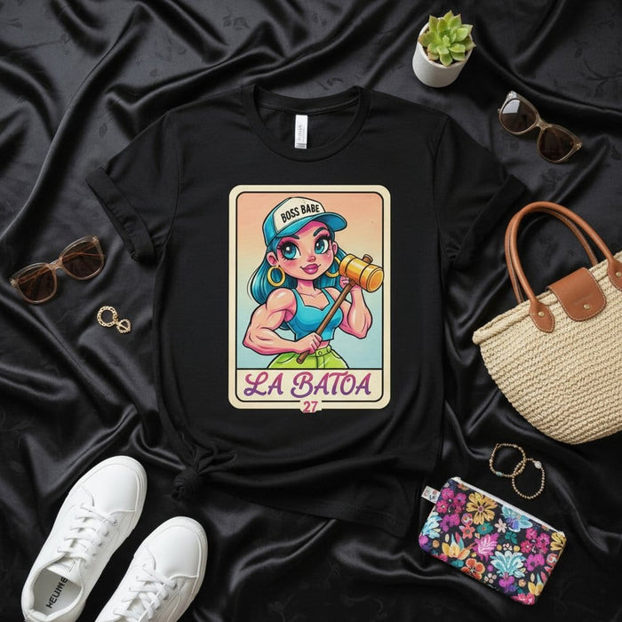 LA BATOA Boss Babe T-Shirt, Modern Loteria Card Design, Strong Woman Graphic Tee, Mexican Bingo Inspired Game Night Shirt, Feminist Latina Gift Top Mexicada