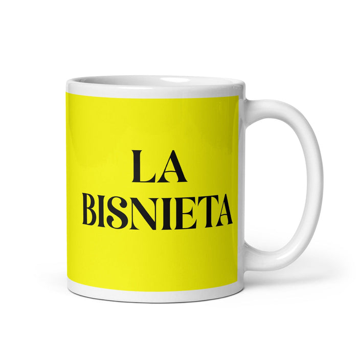 La Bisnieta The Great-Granddaughter / The Great-Grandson Funny Home Office Work Coffee Mug Mexican Spanish Pride Gift White Glossy Cup Yellow Card Mug Mexicada 11 oz