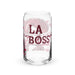 La Boss Exclusive Art Piece Can-Shaped Glass Home Office Work Mexican Spanish Pride Gift Cup One-Of-A-Kind Calligraphy Glass | L7 Mexicada