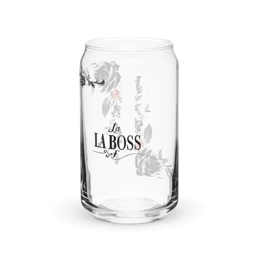 La Boss Exclusive Art Piece Can-Shaped Glass Home Office Work Mexican Spanish Pride Gift Cup One-Of-A-Kind Calligraphy Glass | L8 Mexicada 16 oz (No Lid No Straw)