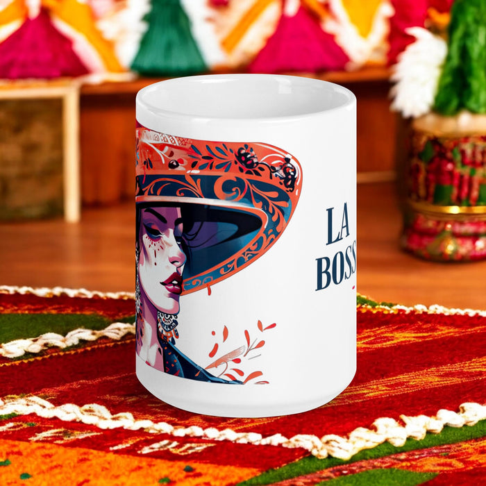 La Boss Exclusive Art Piece Home Office Work Coffee Mug Mexican Spanish Pride Gift Cup One-Of-A-Kind Calligraphy White Glossy Mug | L16 Mexicada 15 oz