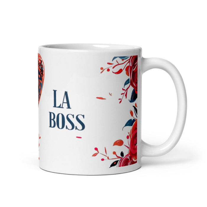 La Boss Exclusive Art Piece Home Office Work Coffee Mug Mexican Spanish Pride Gift Cup One-Of-A-Kind Calligraphy White Glossy Mug | L16 Mexicada