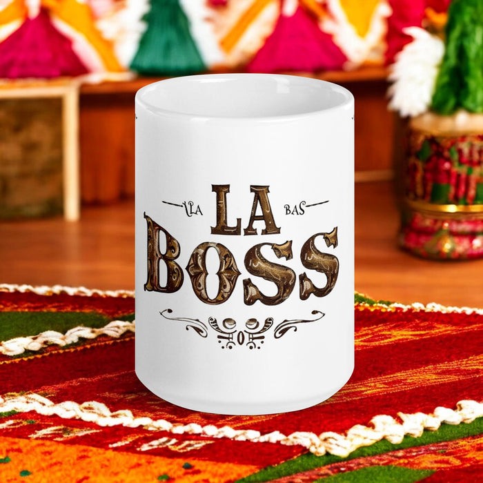 La Boss Exclusive Art Piece Home Office Work Coffee Mug Mexican Spanish Pride Gift Cup One-Of-A-Kind Calligraphy White Glossy Mug | L23 Mexicada 15 oz