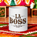 La Boss Exclusive Art Piece Home Office Work Coffee Mug Mexican Spanish Pride Gift Cup One-Of-A-Kind Calligraphy White Glossy Mug | L23 Mexicada 20 oz