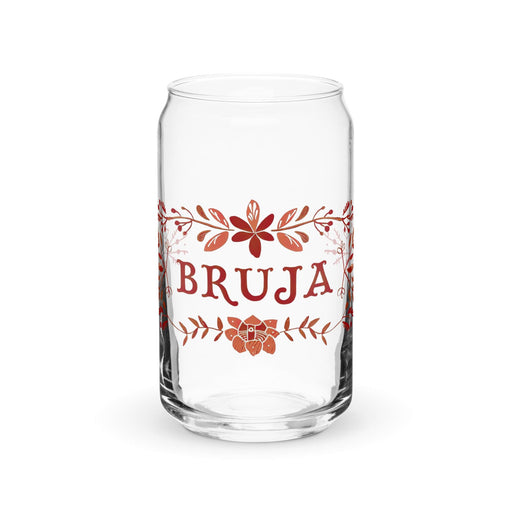 La Bruja Exclusive Art Piece Can-Shaped Glass Home Office Work Mexican Spanish Pride Gift Cup One-Of-A-Kind Calligraphy Glass | L4 Mexicada 16 oz (No Lid No Straw)