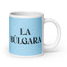 La Búlgara The Bulgarian Funny Home Office Work Coffee Mug Mexican Spanish Pride Gift White Glossy Cup Sky Blue Card Mug Mexicada 20 oz