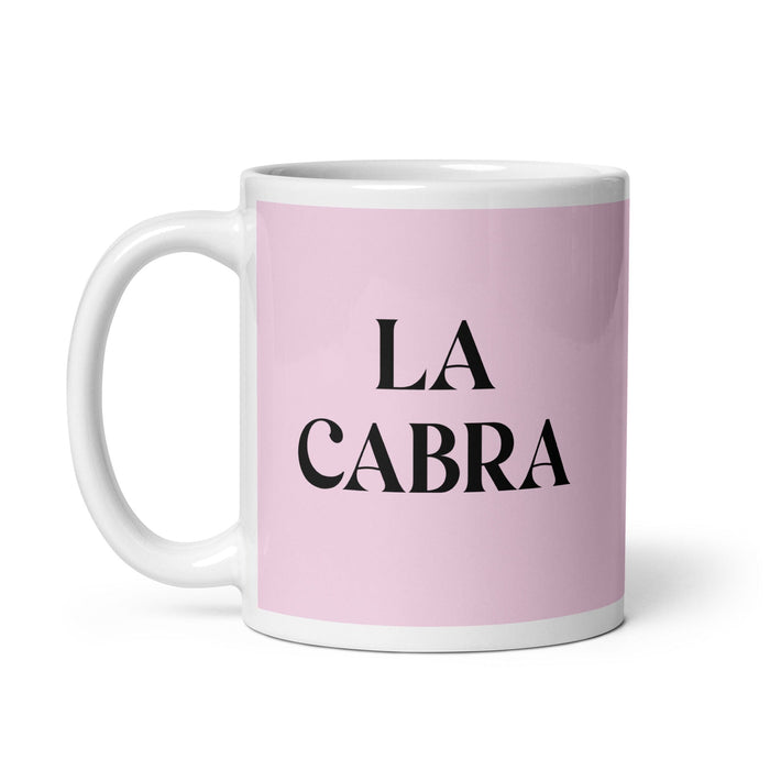 La Cabra The Goat Funny Home Office Work Coffee Mug Mexican Spanish Pride Gift White Glossy Cup Light Pink Card Mug Mexicada