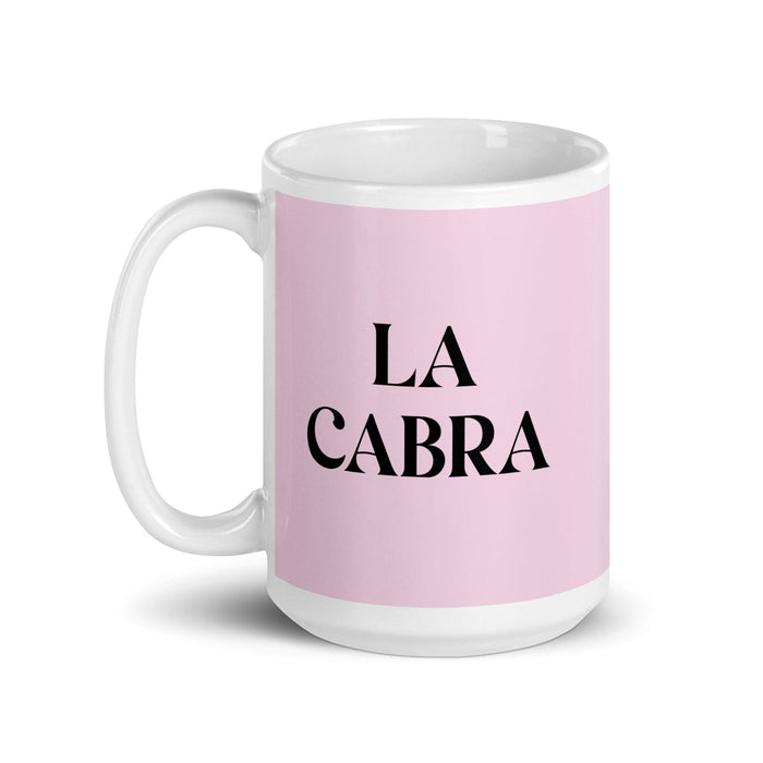 La Cabra The Goat Funny Home Office Work Coffee Mug Mexican Spanish Pride Gift White Glossy Cup Light Pink Card Mug Mexicada