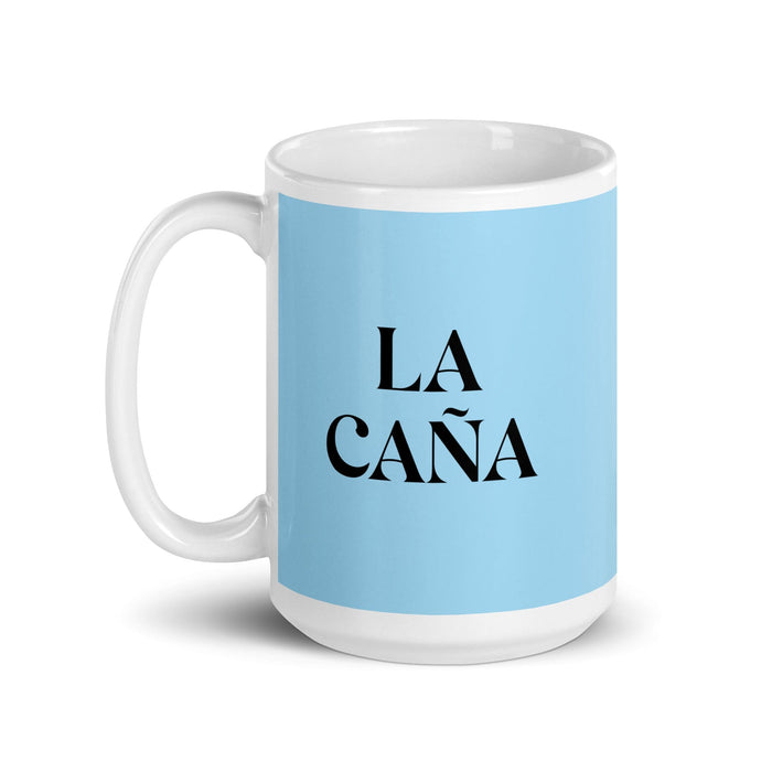 La Caña The Beer Lover Funny Home Office Work Coffee Mug Mexican Spanish Pride Gift White Glossy Cup Sky Blue Card Mug Mexicada