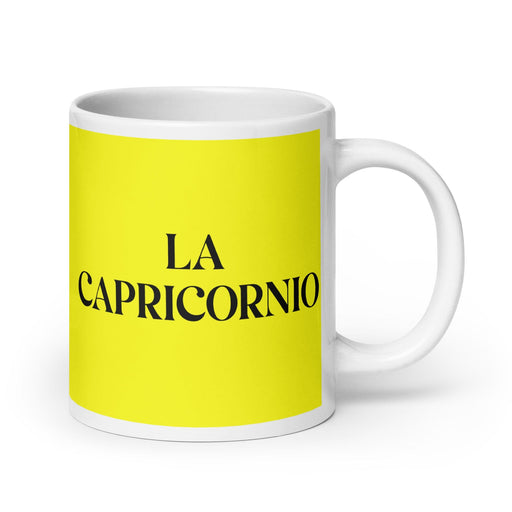 La Capricornio The Capricorn Funny Home Office Work Coffee Mug Mexican Spanish Pride Gift White Glossy Cup Yellow Card Mug Mexicada 20 oz