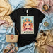 LA CHAVA Cute Modern Loteria Card T-Shirt, Graphic Tee with Number 14, Kawaii Cartoon Girl with Flower Crown Design, Unisex Black Shirt Gift Mexicada