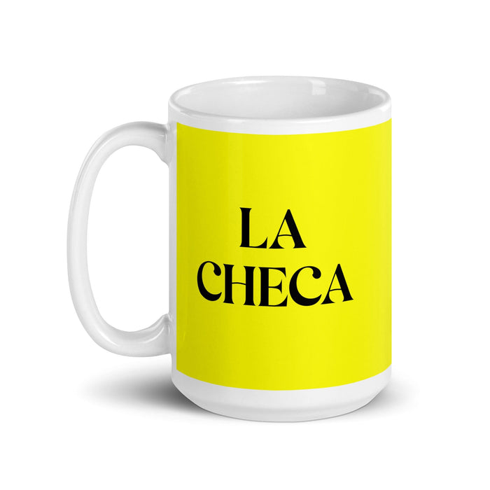 La Checa The Czech Funny Home Office Work Coffee Mug Mexican Spanish Pride Gift White Glossy Cup Yellow Card Mug Mexicada