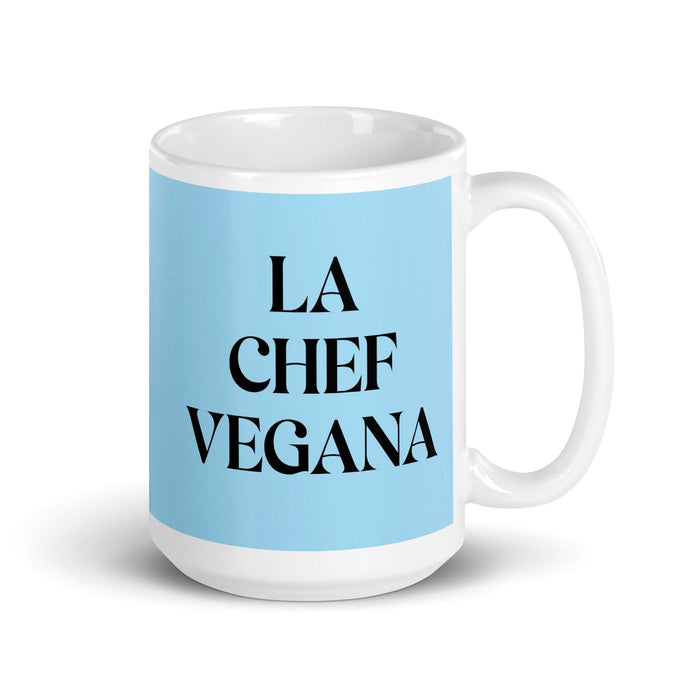 La Chef Vegana The Vegan Chef Funny Home Office Work Coffee Mug Mexican Spanish Pride Gift White Glossy Cup Sky Blue Card Mug Mexicada 15 oz