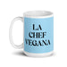 La Chef Vegana The Vegan Chef Funny Home Office Work Coffee Mug Mexican Spanish Pride Gift White Glossy Cup Sky Blue Card Mug Mexicada