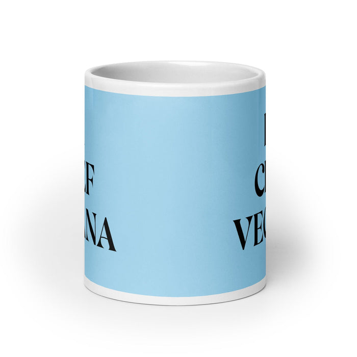 La Chef Vegana The Vegan Chef Funny Home Office Work Coffee Mug Mexican Spanish Pride Gift White Glossy Cup Sky Blue Card Mug Mexicada