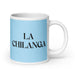 La Chilanga The Mexico City Native Funny Home Office Work Coffee Mug Mexican Spanish Pride Gift White Glossy Cup Sky Blue Card Mug Mexicada 20 oz