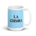 La Chimba The Cool One Funny Home Office Work Coffee Mug Mexican Spanish Pride Gift White Glossy Cup Sky Blue Card Mug Mexicada 15 oz