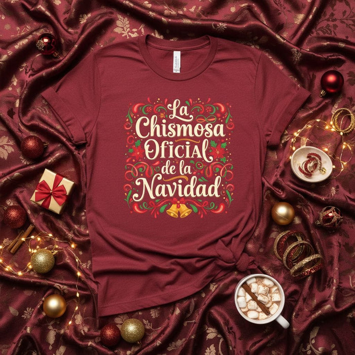 La Chismosa Oficial de la Navidad T-Shirt: Funny Christmas Gossip Shirt, Holiday Family Gathering Tee, Spanish Xmas Party Top, Festive Secret Santa Gift Idea Mexicada