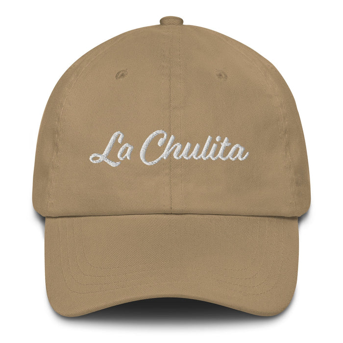 La Chulita Embroidered Dad Hat | Cute Girl, Charming, Sweet, Playful, Bright | L5 Mexicada Khaki