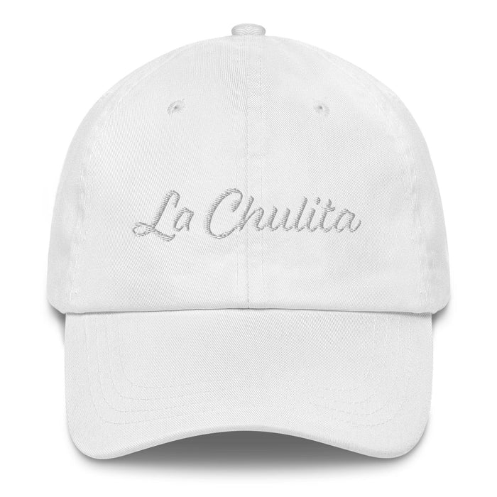 La Chulita Embroidered Dad Hat | Cute Girl, Charming, Sweet, Playful, Bright | L5 Mexicada White