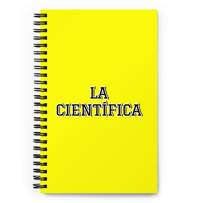 La Científica The Scientist | Yellow Spiral Notebook, 140 Dotted Sheets | Funny Gift Idea Home Office Work | Mexican Spanish Pride Gift Mexicada