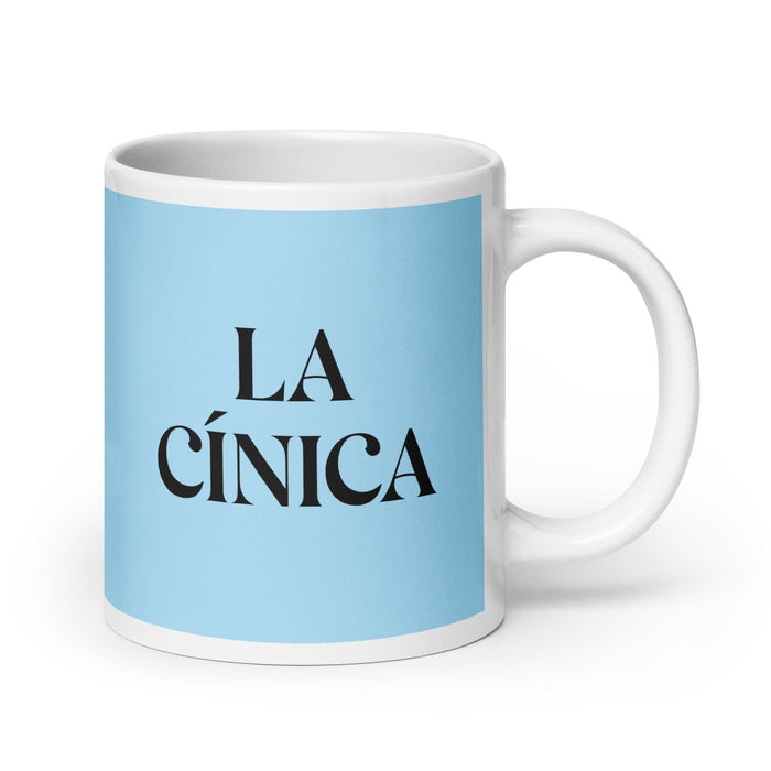 La Cínica The Cynic Funny Home Office Work Coffee Mug Mexican Spanish Pride Gift White Glossy Cup Sky Blue Card Mug Mexicada 20 oz