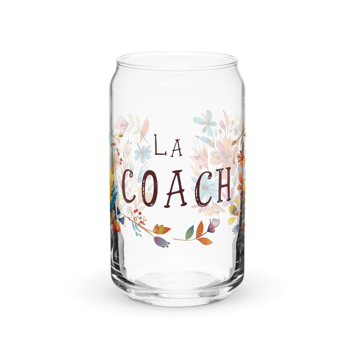 La Coach Exclusive Art Piece Can-Shaped Glass Home Office Work Mexican Spanish Pride Gift Cup One-Of-A-Kind Calligraphy Glass | L16 Mexicada 16 oz (No Lid No Straw)