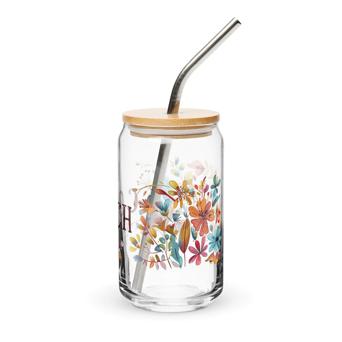 La Coach Exclusive Art Piece Can-Shaped Glass Home Office Work Mexican Spanish Pride Gift Cup One-Of-A-Kind Calligraphy Glass | L16 Mexicada