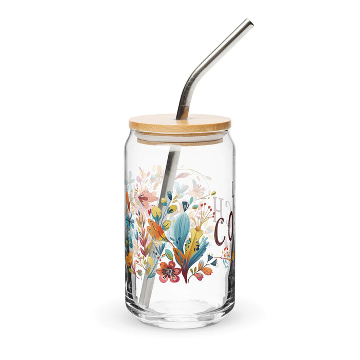 La Coach Exclusive Art Piece Can-Shaped Glass Home Office Work Mexican Spanish Pride Gift Cup One-Of-A-Kind Calligraphy Glass | L16 Mexicada