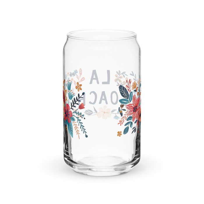 La Coach Exclusive Art Piece Can-Shaped Glass Home Office Work Mexican Spanish Pride Gift Cup One-Of-A-Kind Calligraphy Glass | L5 Mexicada