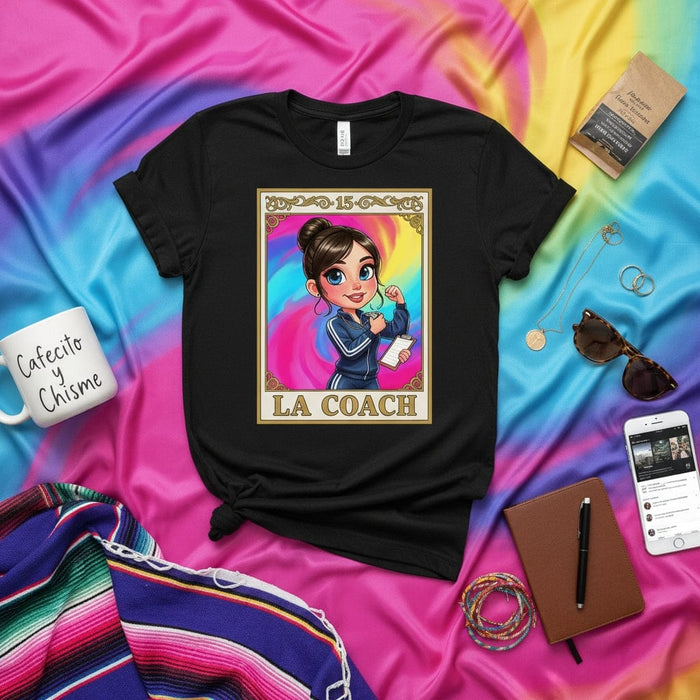 LA COACH Loteria Card T-Shirt: Funny Mexican Bingo Coach Design, Hispanic Culture Gift, Gym Workout Tee, Unisex Graphic Shirt for Her Mexicada