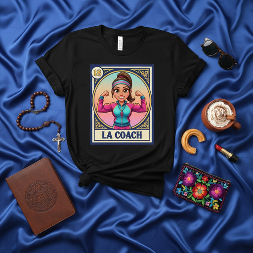 LA COACH Mexican Loteria Card Shirt, Funny Fitness Trainer T-Shirt, Workout Gym Coach Gift Tee, Traditional Art Style Unisex Clothing Mexicada